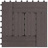 アイリスプラザ ジョイントタイル 十文字溝付 人工木 ダークブラウン 9枚セット