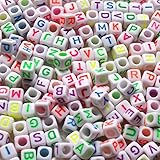 gresorth 800個蛍光キューブアクリル文字ビーズマルチカラーアルファベットDIYブレスレット、ネックレス6 x 6 mm