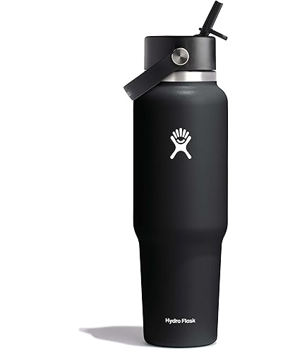 Hydro Flask 40 oz 黒 水筒 + Flex Straw Cap Hydro Flask Wide-Mouth Vacuum Water Bottle with Flex Straw