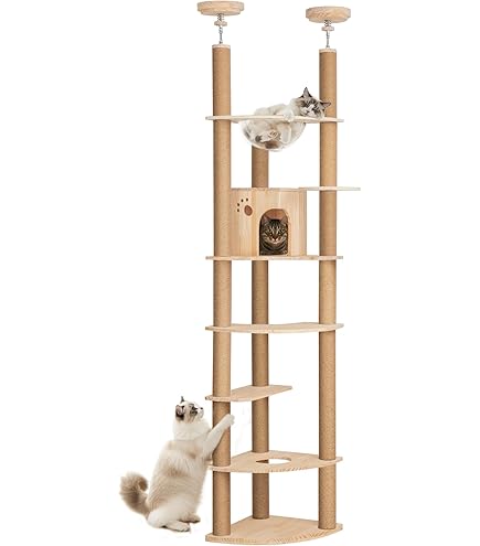 Amazon | MOTASAN キャットタワー 突っ張り スリム 全高229～257cm
