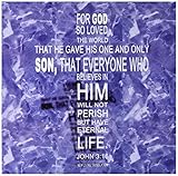777images John 3 16 bible verse in the form of a cross reflected Blue/Grey Granite Tile 12-Inch [並行輸