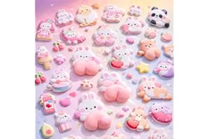 KIMOC おしりぷにぷにシール ぷくぷく 3Dカートゥーン 3D立体 かわいい デコステッカー ごほうびシール キャラクター 手帳 スマホケース 装飾用 マシュマロ 子供 大人の図鑑 プレゼント 飾り用 DIY用 貼り付け (2枚（柄おまかせ）)