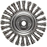 Weiler Dualife Narrow Face Wire Wheel Brush, Threaded Hole, Steel, Stringer Knotted, 6" Diameter, 0.