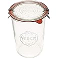 Weck Canning Jars 743 - 透明ガラス製 - 環境に優しい缶詰ジャー - 蓋付き食品保存容器 - 高さ3/4リットル - ガラス蓋とゴムガスケット付き瓶