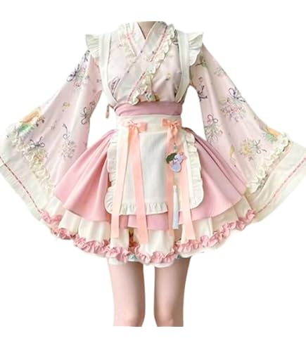 Amazon.co.jp: 大正浪漫 和風 メイド服 グリーン コスチューム 衣装