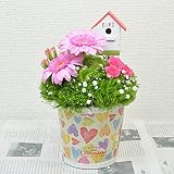 [エルフルール] 生花 ガーベラ&ミニバラ ハート花器アレンジメント フラワーギフト 贈り物 プレゼント