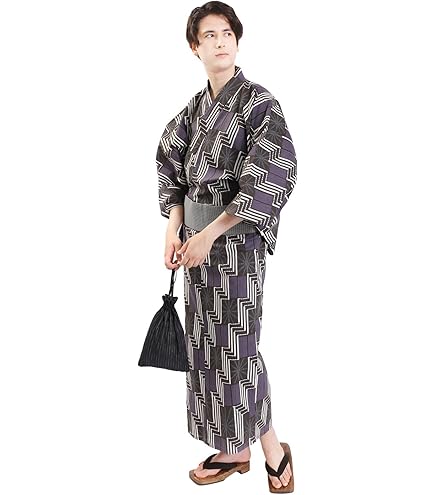 Amazon.co.jp: 浴衣 綿麻 粋な夏着物 菊柄 黒 半幅帯 カラシ 2点