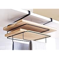 LalaLife まな板ホルダー キッチンラック まな板 キッチン用品 キッチン収納 まな板スタンド キッチンホルダー 吊り下げラック まな板ラック フライパン蓋 収納 キッチン 便利道具 取り付け簡単 (ブラック)