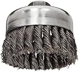 Weiler Wire Cup Brush, Threaded Hole, Steel, Full Twist Knotted, 4' Diameter, 0.023' Wire Diameter, 