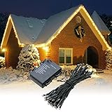 docooler 5M 50個 LEDs 暖かい白 ストリングスライト IP65 屋外クリスマス装飾ランプ バッテリーボックス付き 8種類の照明効果 ウェディング パーティー ガーデン ホーム ルーム