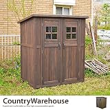 ダークブラウン／Country Ware House カントリー小屋 収納庫 収納 便利 大容量 ウッド シンプル オシャレ 棚板左右分割式