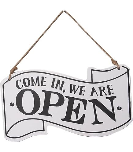 Amazon | ヒロワールドトレード open closed 看板 白色 木製 開店 閉店