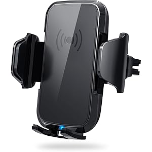 2019最新版】DesertWest スマホ車載ホルダー qi 充電器 車載 ワイヤレス充電器 360度回転 急速ワイヤレス充電 10W/5W スマホホルダー エアコン吹き出し口 伸縮アーム ワンタッチ 片手操作/自由調節/4-6.5インチ多機種対応 iPhone 11 Pro Max/iPhoneXs Max/Xs/Xr/8/8 Plus/GalaxyS9/S9+/S8/S8/sony-xperia XZ 2/ XZ3 + その他Qi対応機種