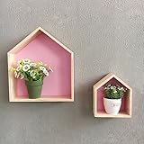 Samber Lovely木製house-shaped壁ストレージシェルフ子供の部屋のストレージラック壁マウントフローティングシェルフストレージボックスキッズ部屋ウォールシェルフ表示Hanging S