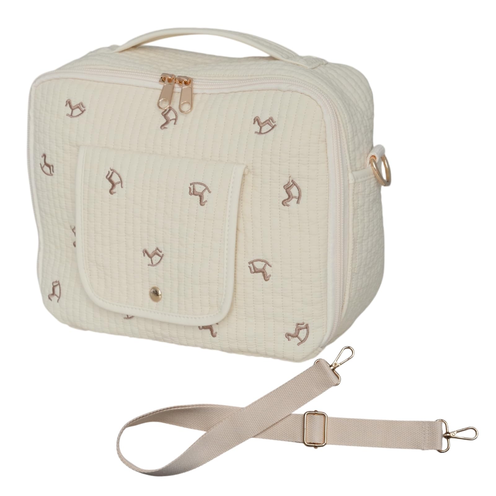 【Kirarily】 おむつポーチ ヌビ おしりふき NuBi ショルダー 肩掛け おむつケース 大容量 おむつ入れ おむつ 収納 刺繍 おしゃれ 収納ポーチ 赤ちゃん 出産準備 ベビーグッズ ベビー用品 おしりふき ママグッズ 高見え キルト プレ