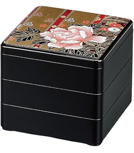 Amazon.co.jp: 会津塗り五段重箱台付き 慶事松竹梅鶴亀柄 : ホーム