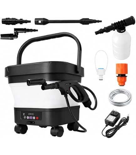 Amazon | Yoeyang 高圧洗浄機 13L折りたたみバケツ付き 6-in-1 多機能