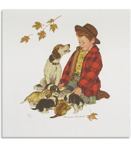 ノーマンロックウェル　額入りポスター　少年と犬 Amazon.co.jp: Norman Rockwell ノーマンロックウェル（少年と犬