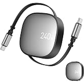 【コネクタ磁気収納&USB-C-USB-C ケーブル240 W】巻き取り充電ケーブル240 w usb-Type C to usb-Type C けーブルPD対応240ワ/5A QC5.0 高速充電 type -c 最大240ワ 高速データ転送 充電