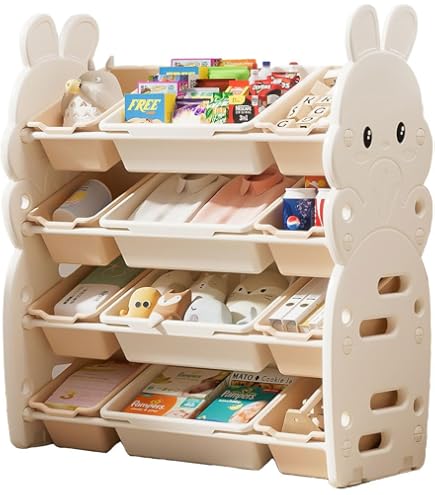 Amazon.co.jp: ECHINGLE おもちゃ収納ラック 4段 ワイドタイプ 大容量