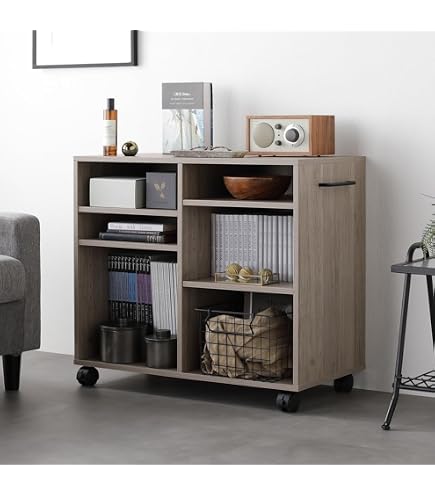 Amazon｜キャビネット(収納棚/オープンラック) 幅70cm 木製 バスケット