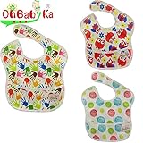 Ohbabyka3点セット スタイ よだれかけ スーパービブ お食事エプロン 防水 袖なし 保育園 お食事用防水ビブ 女の子 男の子 ベビーロンパース (SZY050713)