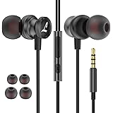 Esputunk イヤホン 有線 3.5mm マイク付き ノイズキャンセリング 遮断 HIFI音質 音量調整 重低音 仕事 勉強 通勤通学最適 Android/PC/テレワーク/在宅勤務/会議/Switch/PS4/ZOOM/YouTube/ウォーク