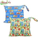Ohbabykaおむつポーチ マルチポーチ おむつ入れ おしりふき オムツポーチ 出産祝い 消臭＆抗菌 折りたたみ 簡単収納 おしりふきケース おしりふきポーチ2点セット (NPG0203)