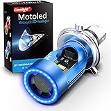 Camelight 青色光付き CCFL バイク用 LED ヘッドライト H4 / HS1 Hi/Lo 直流 DC 12V / 24V 汎用 ホワイトライト 6000K (青)