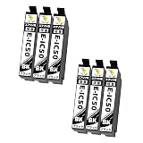 【稲妻トナー】エプソン Epson 用 IC50 インク ブラック 黒 互換インクカートリッジ 計6本 ICBK50 対応機種:EP-702A EP-704A EP-774A EP-705A EP-802Aなど