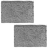 エレガントなバスのセット2マイクロファイバーバスマット、非スリップBacking、ウルトラソフト、非常に吸収性、Fast Drying。耐久性、簡単クリーニング、洗濯機で洗濯可グレー 20X32 グレ