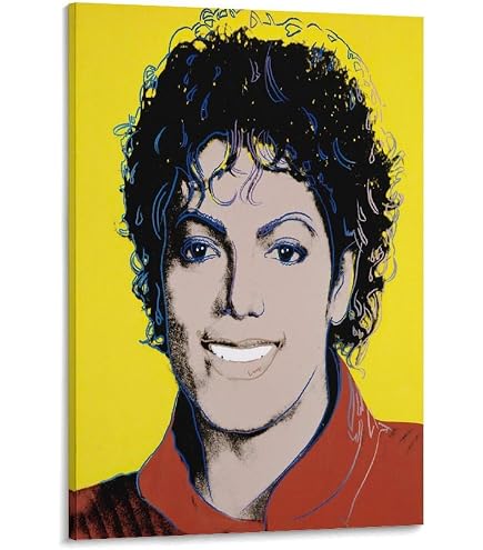 人物画　油絵　アンディ・ウォーホル　「マイケルジャクソン」　F6額付き　手描き Amazon.co.jp: 画家 芸術家アンディ・ウォーホル ウシ版画3マイケル