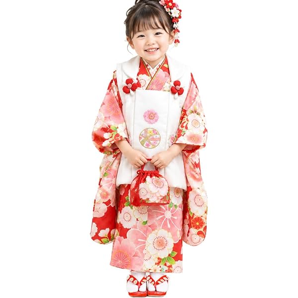 Amazon | 七五三 着物 3歳 被布セット 正絹 女の子 京都花ひめ 花車2