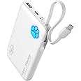 INIU P41L-E1 Power Bank (Power Bank 10000mAh 22.5W with Built-in Cable) Lightweight Small (White)