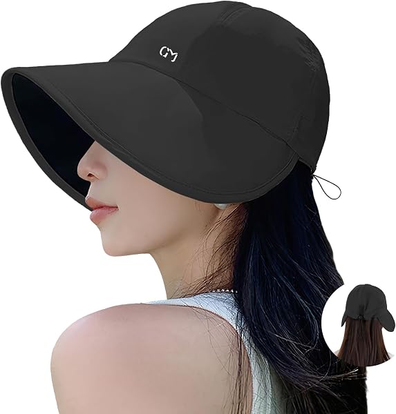 MOWO, Women's UV Protection Hat, Cap, Large Brim for 270° Face Concealing, Fully Blackout, Adjustable Size, 2.1 oz (60 g), Ultra Lightweight, UPF50+, Wire, Small Face, Sun Protection, Breathable, Sun - 1