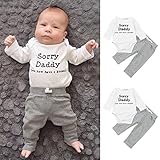 杜屋トヤ　新生児服　ベビー上下セット　Sorry Daddy　かわいい無地長袖ロングパンツ　トップス　ロングパンツ　ナチュラル　ルームウェア　赤ちゃん・子供・キッズ　プレゼント　0-18M　70cm/