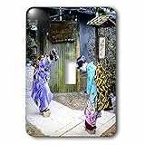 Scenes from the Pastマジックランタンスライド – Japanese Girls at entrance to genkyu en日本Hikone庭園 – 照明スイッチカバー – シ