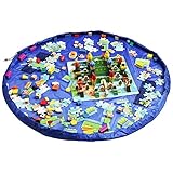 KINGZUO　おもちゃ収納バッグ 直径150cm 子どもプレイマット ブロック片付け ドローストリングバッグ 片付けマット レゴ 収納 防水 ストレージバッグ　ブルー