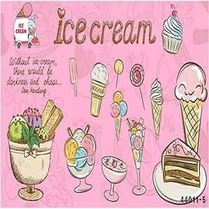 Amazon Mingld カスタム写真の壁紙夏繊細なカラフルなアイスクリームの壁紙コーヒーカフェデザートショップの背景装飾壁画350x250cm 壁紙