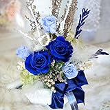 【ギフト】ほんのり香る 100% プリザーブドフラワー ギフト アレンジ　[アロマピュア] (winterブルー)