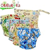 Ohbabyka3層トレパン+おむつポーチ トレーニングパンツ 防水乾湿赤ちゃんのおむつバッグ 5枚セット 出産祝い 消臭 福袋 ギフトセット (NPG07XLK01040815)