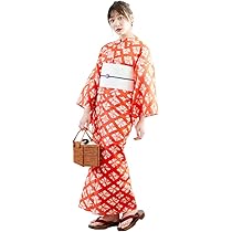 Amazon | [KIMONOMACHI] オリジナル レディース 浴衣 単品「赤色