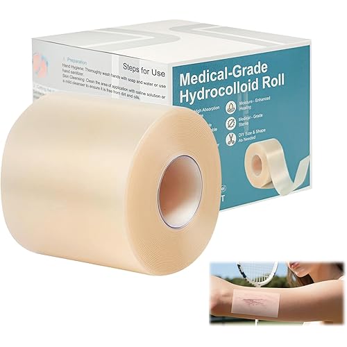 Hydrocolloid Roll for Wound Care, 5cm x 5m Hydrocolloid Bandage Tape, Self-Adhesive Cut-to-Size Patch Dressing, Waterproof Ul
