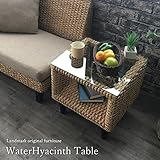 KAGLAB アジアン家具 サイドテーブル ウォーターヒヤシンス アジアン ラタン バリ家具 ナチュラル ガラス コーヒーテーブル T131AT