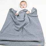 AIZHEベビーブランケット100X80cm　毛糸を編むの寝具　色が多く　ベビーお昼寝毛布 (グレー)