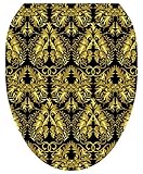 Toilet Tattoos TT-1037-O Rococo Black and Gold Design Toilet Seat Applique, Elongated [並行輸入品]