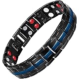 Feraco Mens Titanium Steel Magnetic Therapy Bracelet Double Strong Magnets Arthritis Pain Relief, Black&Blue