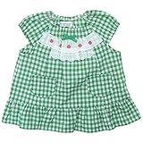 【春物】(日本製) Pample Mousse(パンプルムース) 綿麻ギンガムりんご刺繍入りチュニック 80cm/GR NO.DP-61103