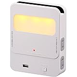 オーム電機 電源タップ 4口拡張コンセント コンセント4個口+USBポート1個口 ナイトライト/スマホスタンド付 雷ガード 寝室用 ホワイト TU4BR1-W 00-1454 OHM