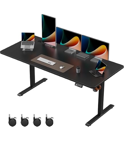 Amazon | YIHAYO 昇降デスク 高さ70-115cm 幅160cm 奥行き60cm 電動